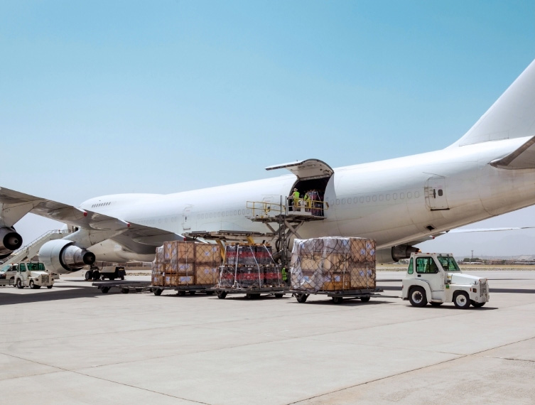 International freight containers at port terminal