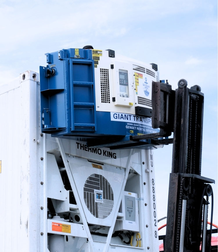 Portable genset connected to cold chain refrigerated container