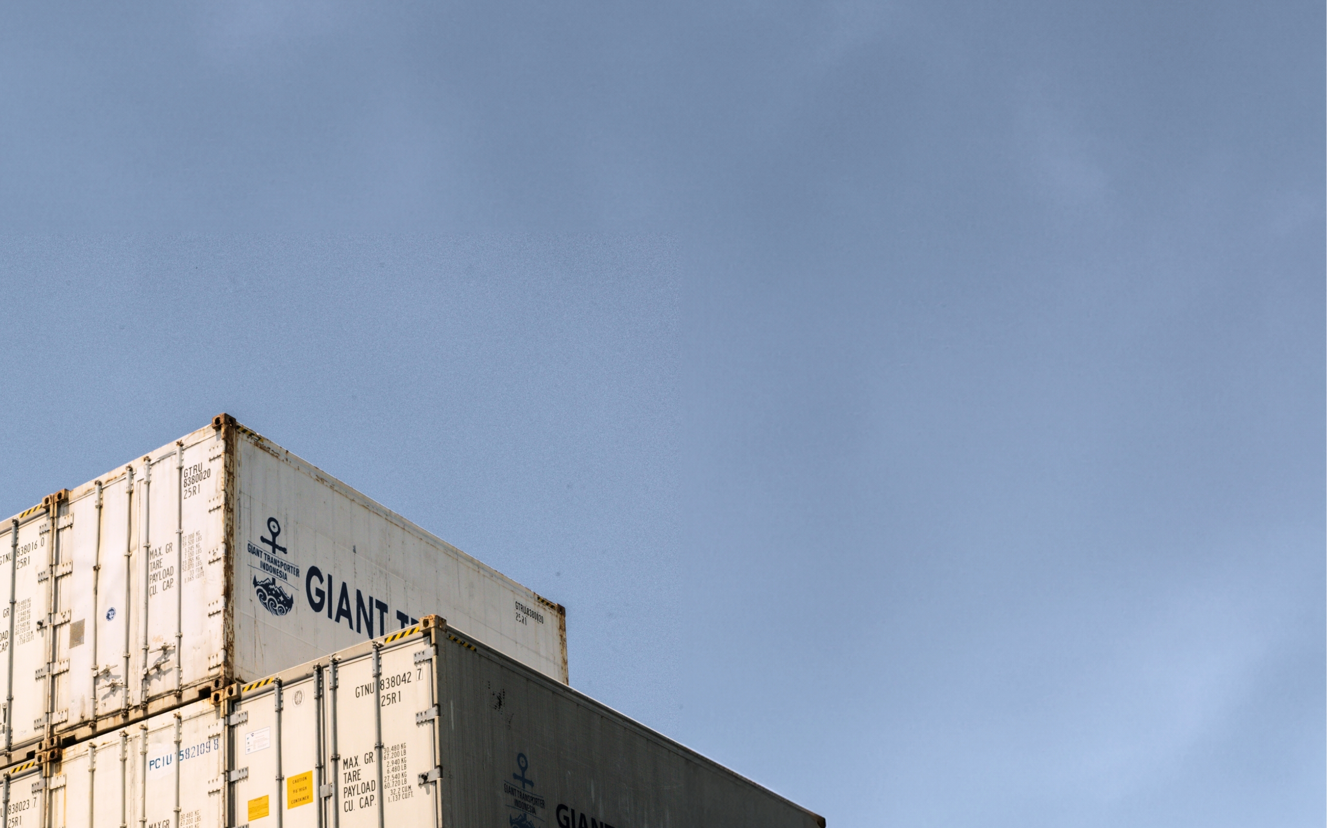 Reefer containers at logistics terminal ready for shipment