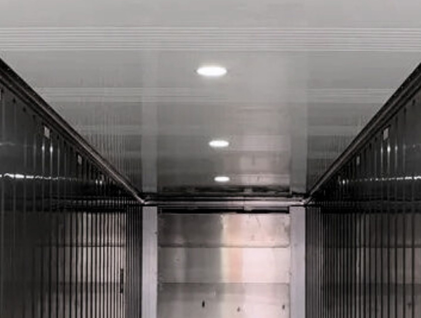 Reefer containers at logistics terminal ready for shipment