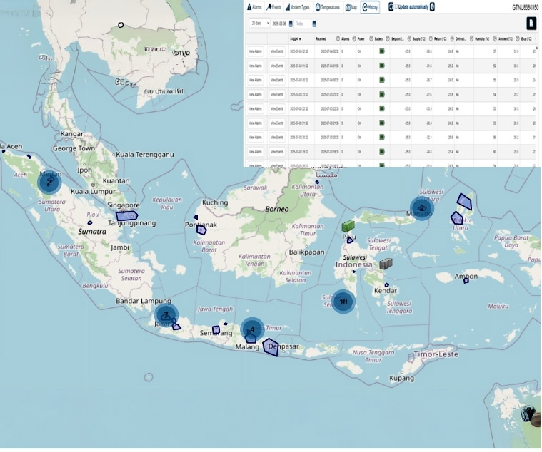 Reefer containers at logistics terminal ready for shipment
