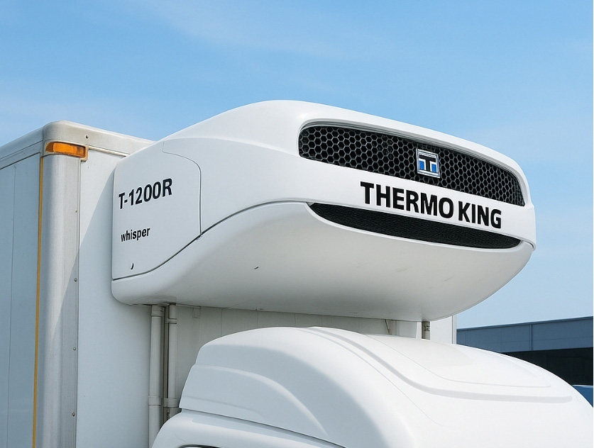 Thermo truck loading cold chain cargo at dock